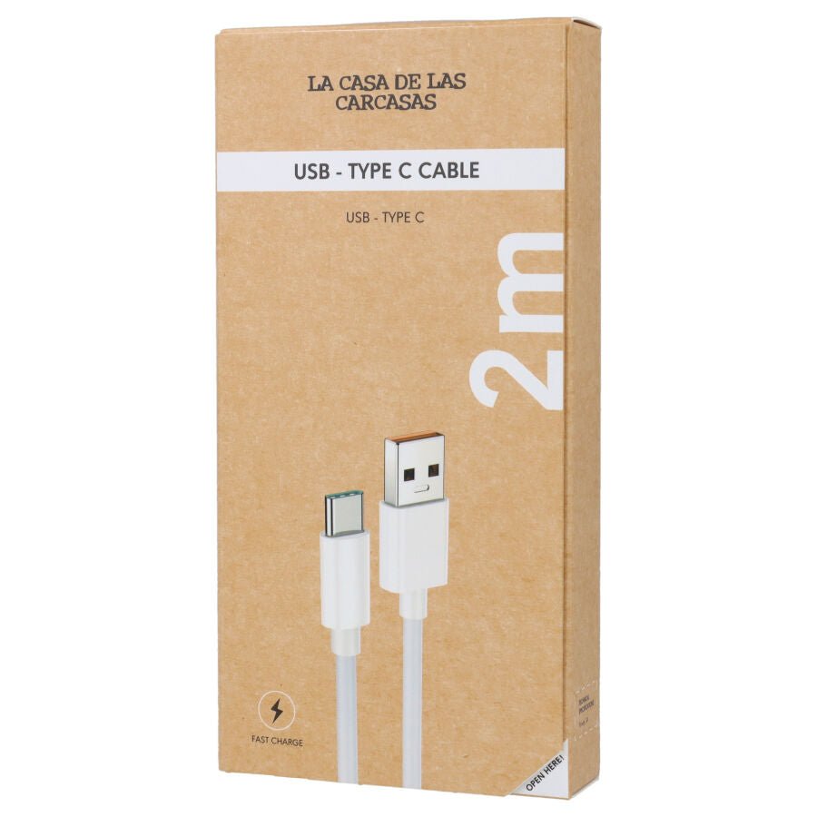 Cabo de Carregamento Rápida de 2 metros - Cabo Tipo USB a Tipo C