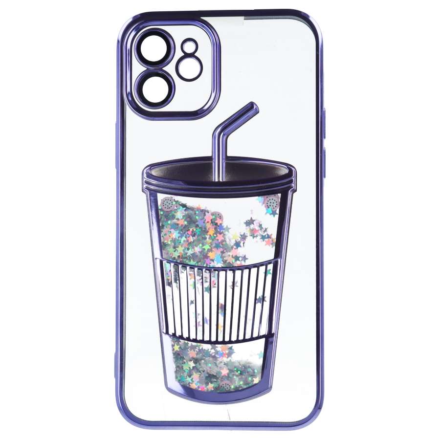 Capa Bumper com Copo de Purpurina para iPhone 12