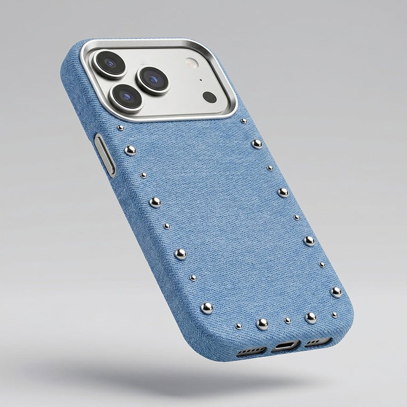 Funda Denim MagBattery para iPhone 17 Pro Max — vista trasera con cierre magnético
