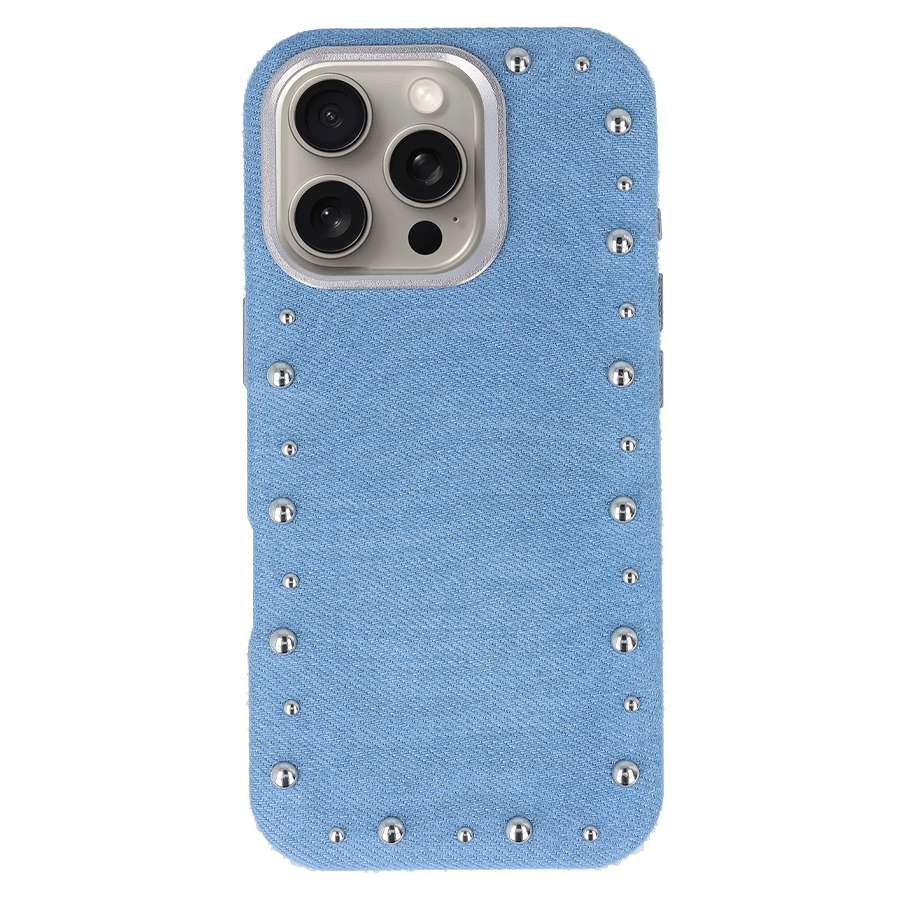 Funda Denim MagBattery para iPhone 15 Pro — vista frontal con acabado vaquero
