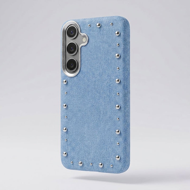 Detalle del acabado vaquero de la funda Denim MagBattery para Samsung Galaxy S25 Plus
