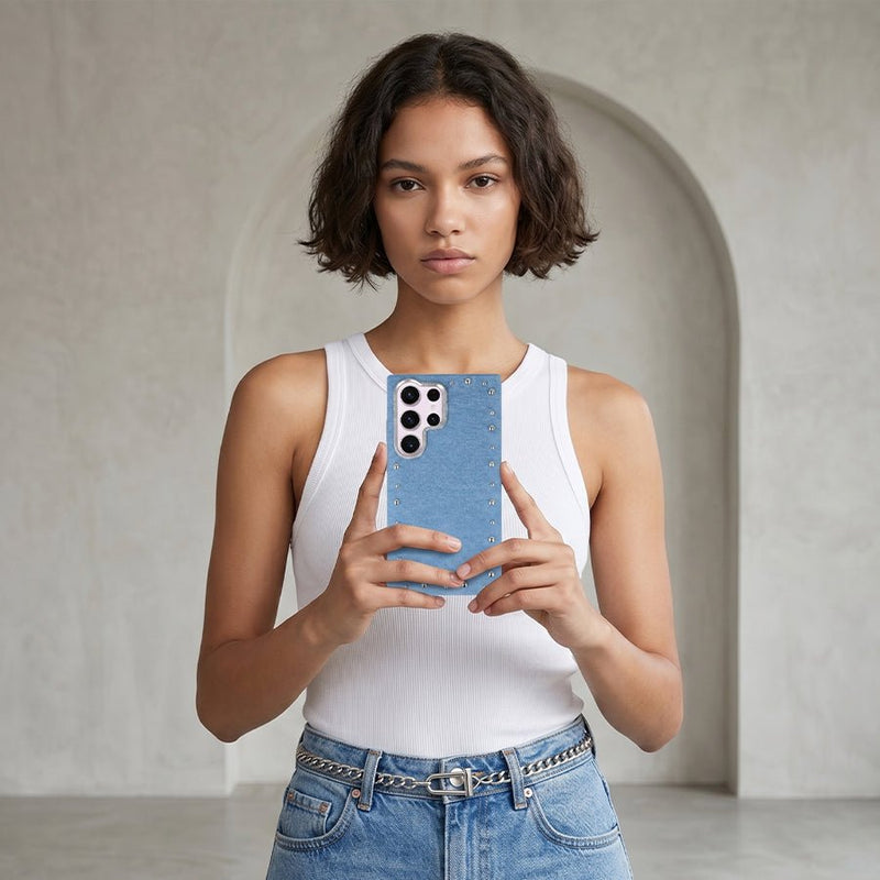 Funda Denim MagBattery para Samsung Galaxy S25 Ultra — perfil lateral y protección
