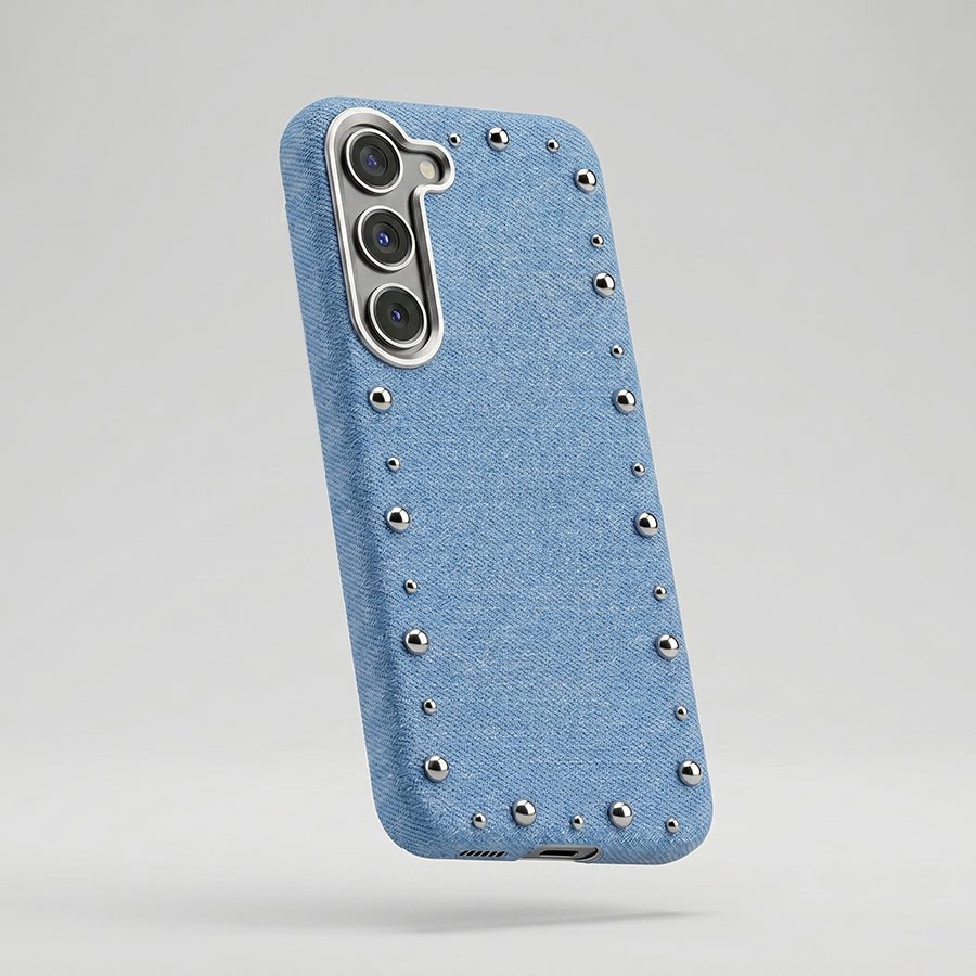 Funda Denim MagBattery para Samsung Galaxy S23 — vista trasera con cierre magnético
