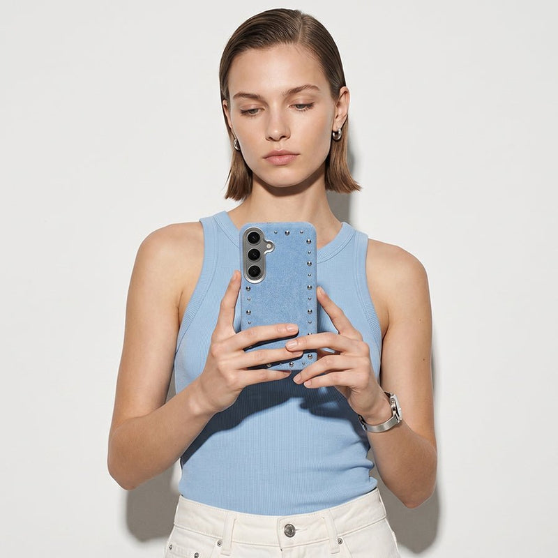 Funda Denim MagBattery para Samsung Galaxy S24 — perfil lateral y protección
