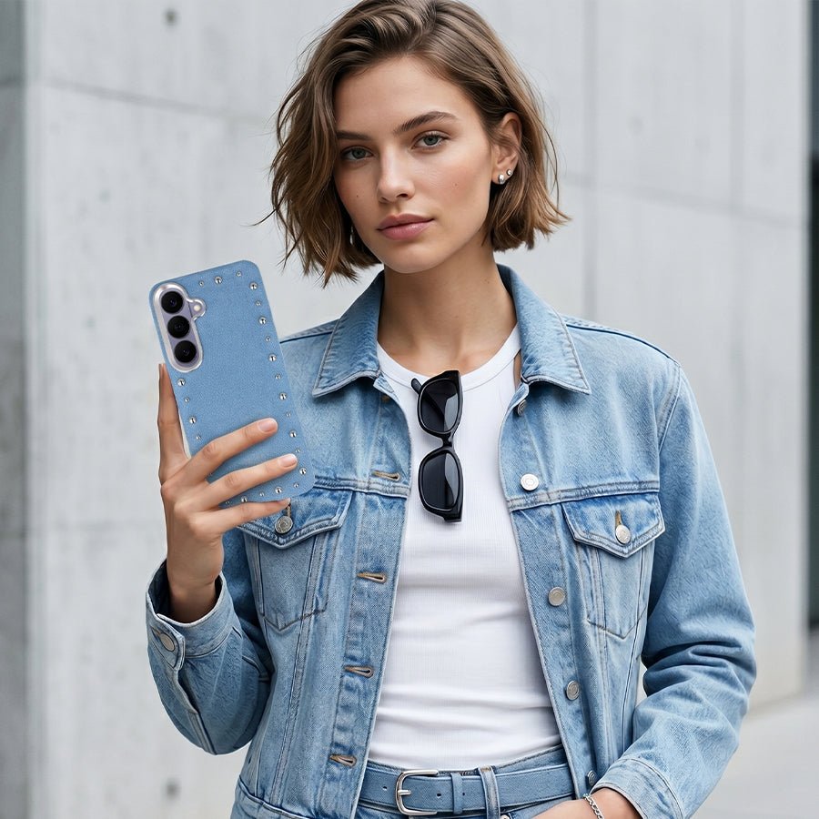 Funda Denim MagBattery para Samsung Galaxy S26 Plus — perfil lateral y protección
