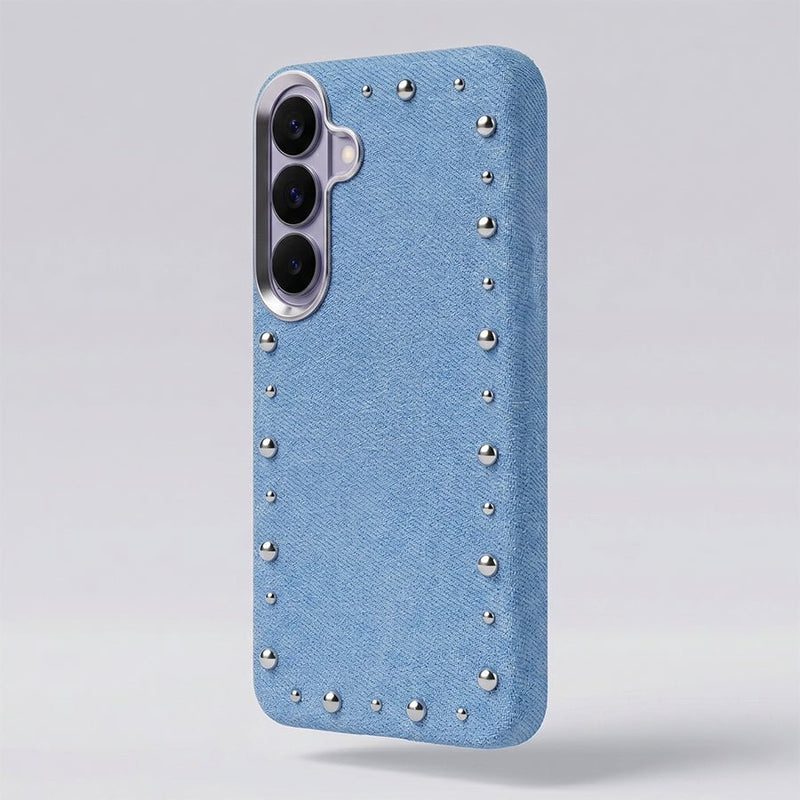 Funda Denim MagBattery para Samsung Galaxy S26 — vista trasera con cierre magnético
