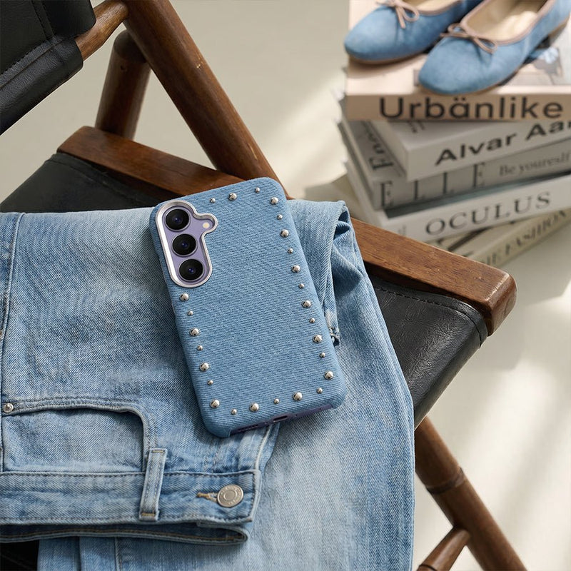 Carcasa Denim MagBattery para Samsung Galaxy S26 — vista en ángulo estilo casual
