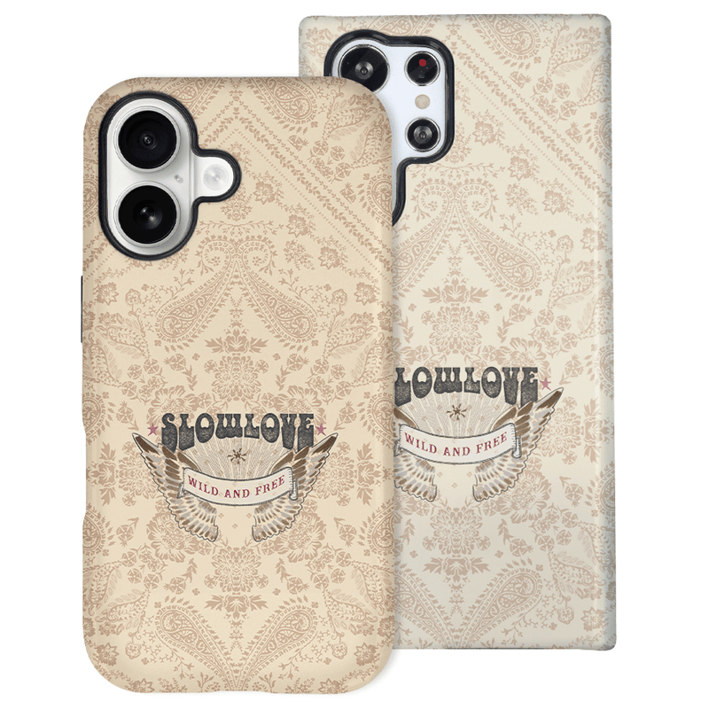 Funda Tough Slowlove Amuleto Beige con print de amuletos en tono beige - Vista lateral
