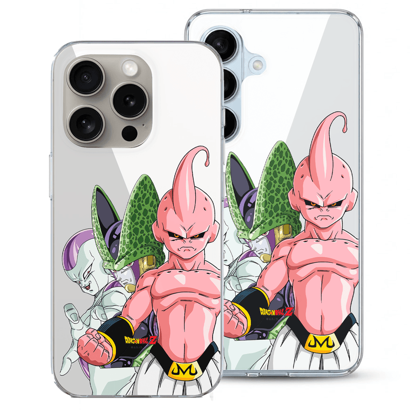 Detalle del diseño de la funda Dragon Ball Z Boo Cell y Freezer

